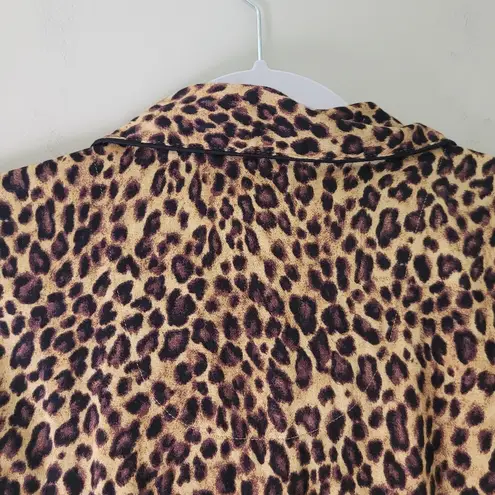 Ralph Lauren Lauren  Leopard Print Satin Pajama Top