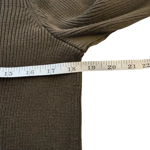 Talbots  Petite XL Crewneck Sweater Pullover Olive Green Gold Buttons Fall Autumn