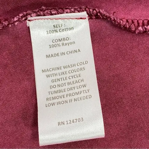 J. Bee Mixed Media Drop Waist Scarf Hem Knit Tunic Shirt Large Purple