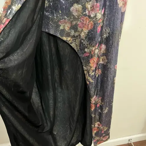 Monique Lhuillier ML Silver Floral Sequin Surplice Gown Size 4 US $595