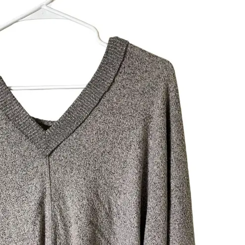 Lulus  gray casual drawstring cinched vneck classic sweater pullover comfortable