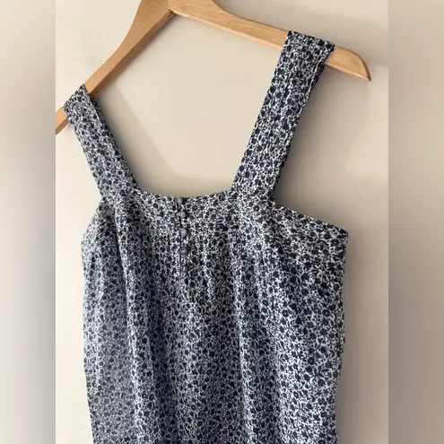 margaret o'leary Margaret O’Leary 100% Cotton Blue and White Floral Pattern Tank Top Blouse