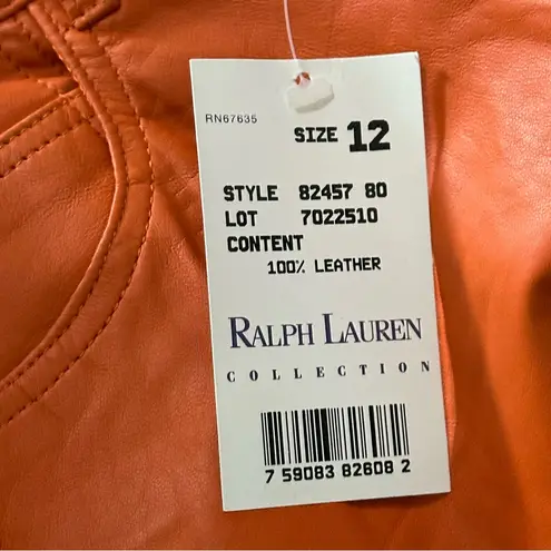 Ralph Lauren Purple Label Vintage 12 Bright Orange Leather High Rise Jeans Pants