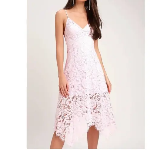 NWT Lulus One Wish Light Blush Pink Lace Sleeveless Midi Dress MEDIUM