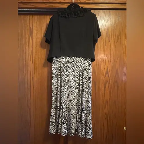 Danny & Nicole Cheetah Animal Print Dress With Black Ruffle Jacket, Size 8 EUC