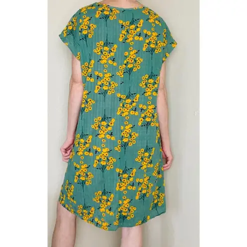 Emery Rose Green & Yellow Floral Mini Shirt Dress