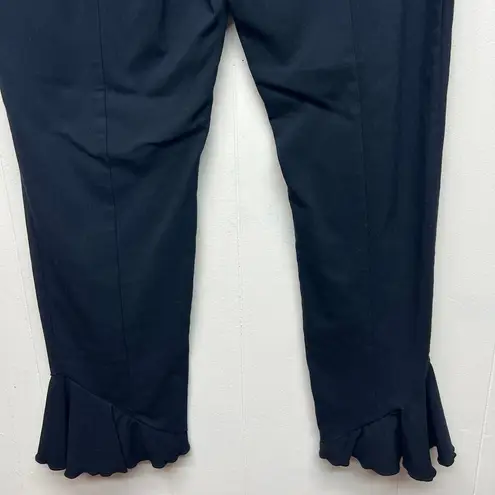 INC Black Womens Pants 8 Cropped Ruffle Hem Stretch Pull On Dressy Party Event