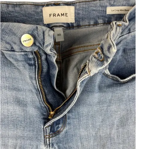 Frame  Le Crop Mini Boot Frayed Hem Mid-Rise Stretchy Jeans in Whimsy Size 30