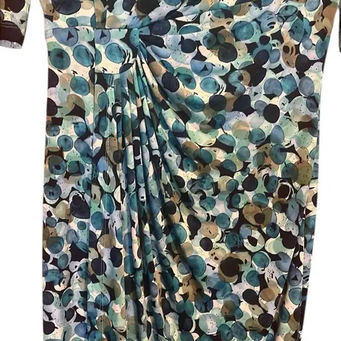 Connected Apparel Blue Sheath Cinched waist Dress Short Sleeve Crew Neck