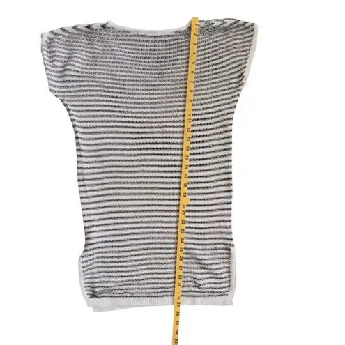 Tahari V-Neck Black & White Striped, Knit Beach Cover-Up Sleeveless Dress - Size