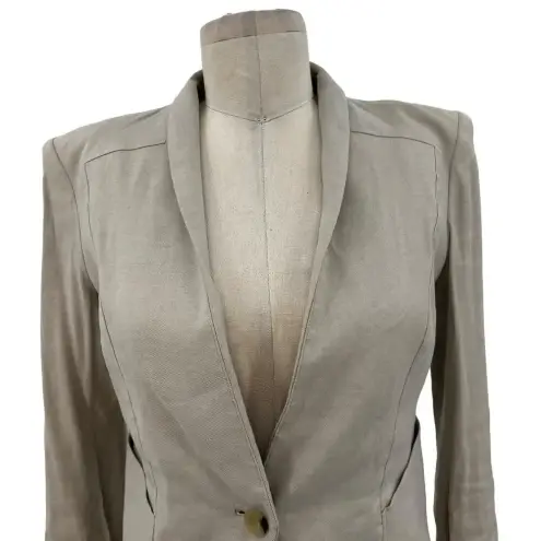 Helmut Lang Cropped Blazer Jacket in Aritfact Linen Blend Beige Size 2