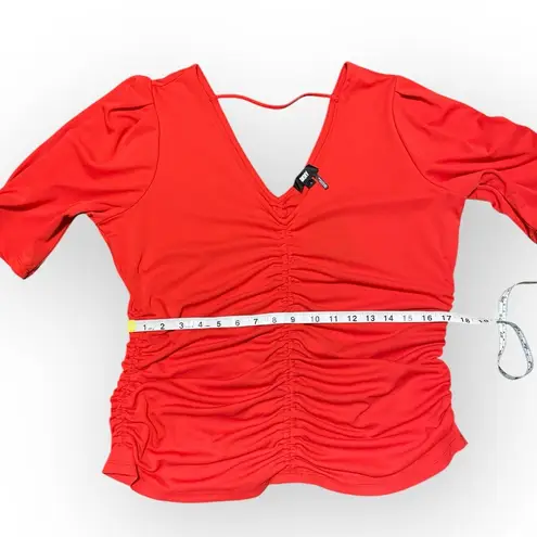 DKNY  Ruched Puff Shoulder Top In Flame Women’ Size Large NWT