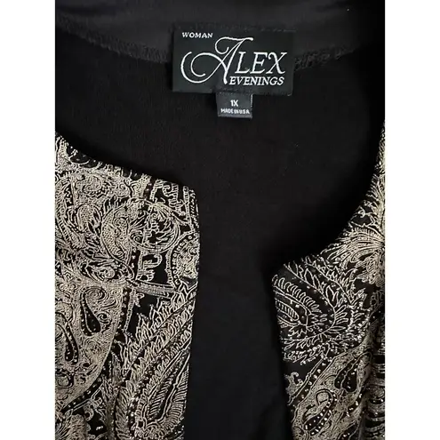 Alex Evenings NEW  Two-Piece Set Blouse Tank Size 1X Black Stone Sparkles Evening