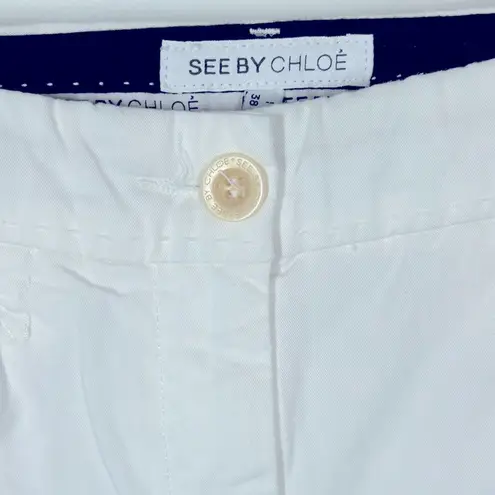 See By Chloe White Flare Bootcut Cotton Trousers Size 2 Chic & Versatile