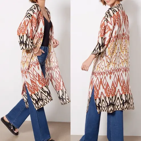 Evereve Mila Maxi Wrap Duster Cardigan Open Front Kimono Aztec Southwestern