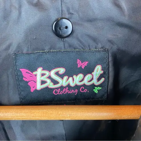 B Sweet Black Faux Vegan Leather Cropped Moto Zip Cropped Jacket L Size L