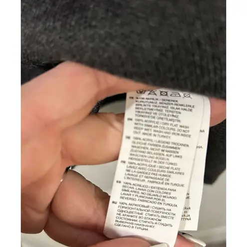 Trendyol ASOS Regular Charcoal Gray 1/4 Zip Polo neck Knit Sweatshirt Large