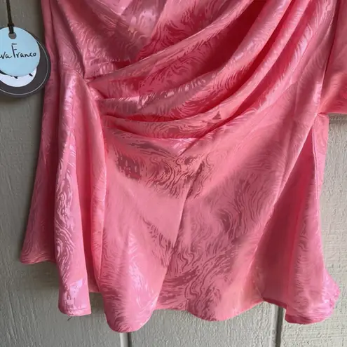 Eva Franco NWT Daphne One Shoulder Top in Pink Bubblegum Satin Size 4