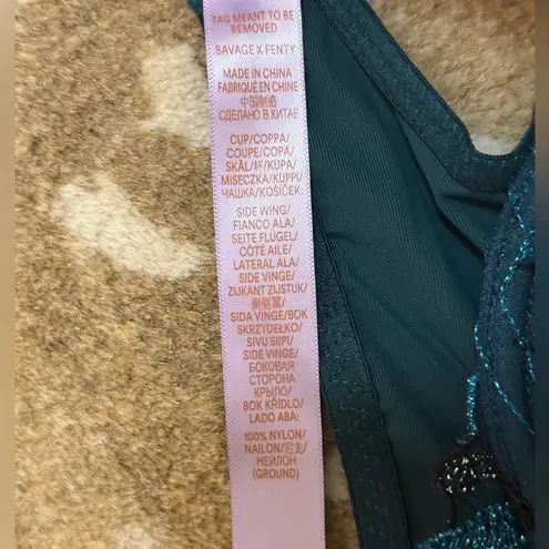 Savage X Fenty NWT Shining Star Embroidered Unlined Demi Bra women’s size 34C Blue