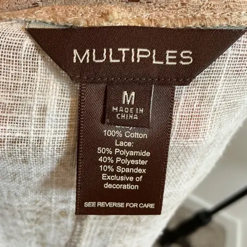 Multiples Lace Duster Cardigan Kimono Beige Tan Fringe Boho Open Front M - Image 8