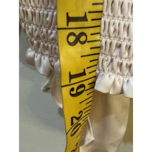 Ramy Brook Womens Smocked Balloon Sleeve V Neck Self Tie Waist Wear To Work Top