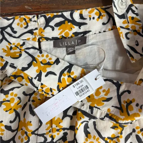 NWT Lilla P Peplum Seam Adjustable Tank 100% Cotton Dress ~ Size Large 🧡🍄 Yellow