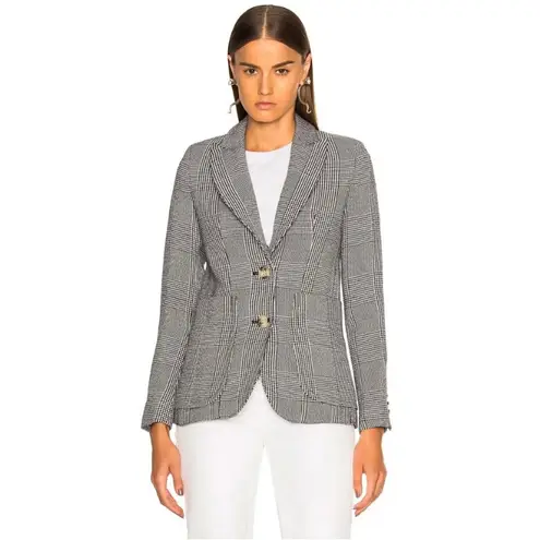 Smythe NWT | Portrait Neck Blazer in Prince Of Wales | 2 Black