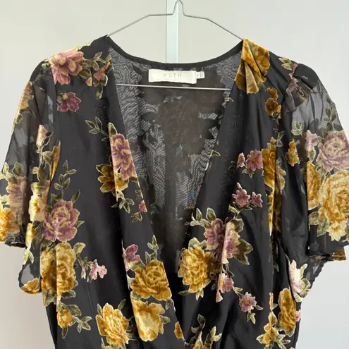 ASTR The Label Floral Velvet Burnout Bodysuit Witchy Goth Size M Black Size M