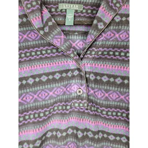 Ralph Lauren Lauren  Pajama Womens Medium Aztec Fleece Purple Nightgown Preppy