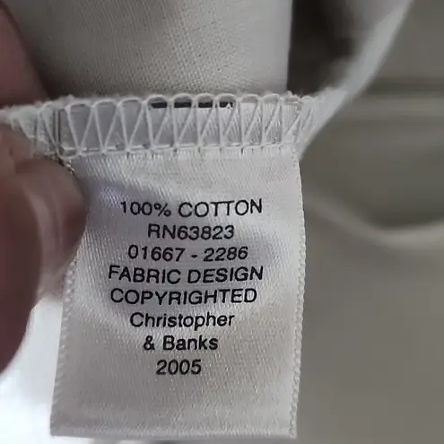 Christopher & Banks Khaki Embroidered Fish Cotton Shorts