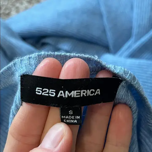 525 America Sky Blue Long Line Ribbed Knit Open Front Cardigan - Size Small