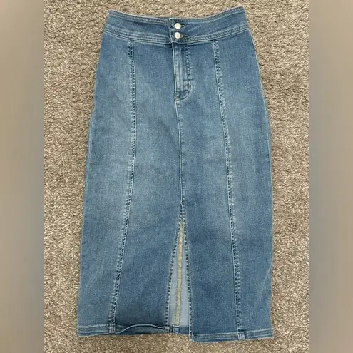 We The Free  Free People Maddie Denim Midi Skirt with Front Slit