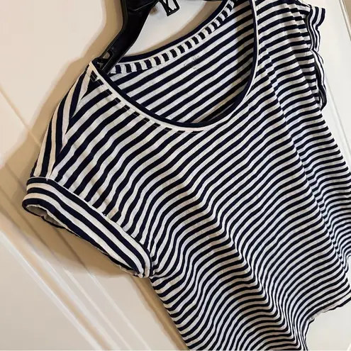 Garnet Hill Weekender Cropped Boxy Striped Short Sleeve T Shirt XS