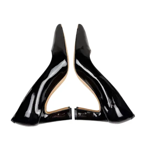 Ally Black Patent Leather Block Heel Pump Comfortable Heels Size 39/ US 8.5