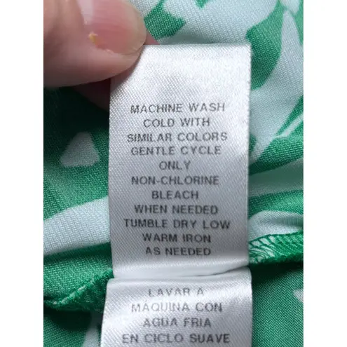 London Times Green White Floral Leaf V-Neck Ruffle Sleeve Midi Dress 16W Plus