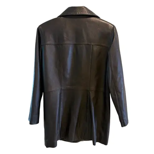 JLC Jacket Blazer Black 100% Leather Collared Button Down M Urban Chic Classic Size M