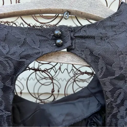 80s Mayvens of California Black Ruched Bodycon Dress Sheer Sequin Puff Sleeve 3