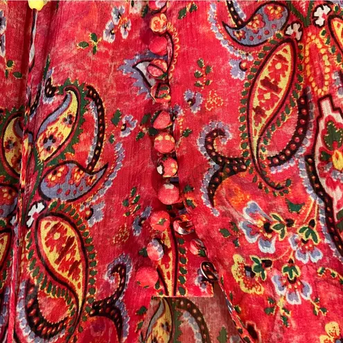 The Kooples Sunrise by Reef Paisley Print Silk Chiffon Mini Dress Pink Size 2