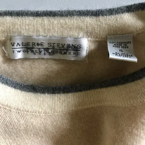 Valerie Stevens Women’s Size XL Cashmere Cream Beige Preppy Sweater 3/4 Sleeve