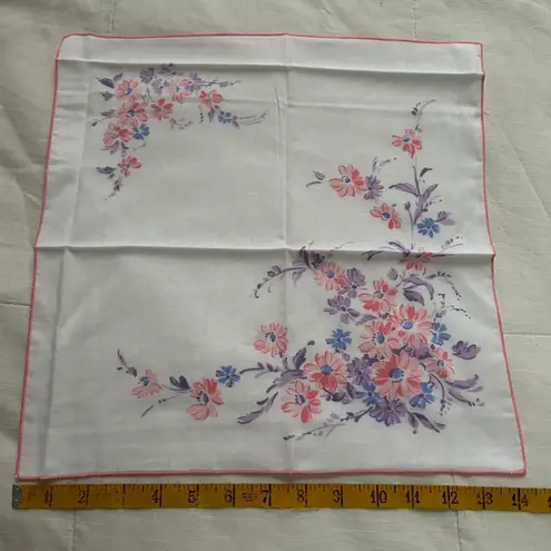 White and pink edge floral print bandana 0835