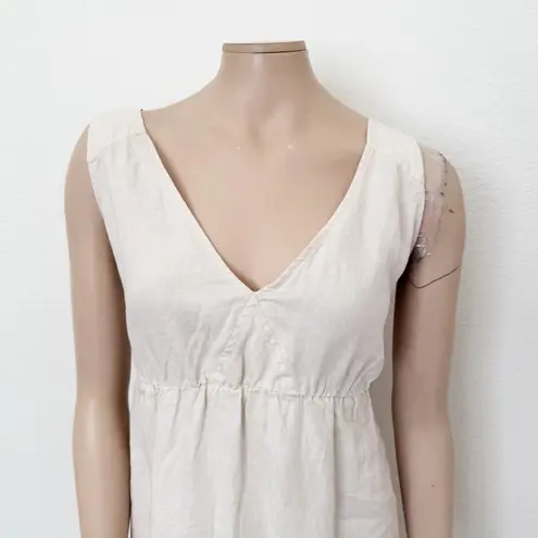 United Colors Of Benetton [] Cream Sleeveless Linen A-Line Mini Dress Sz Large L