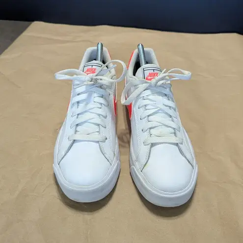 Nike  Court Royale AC Sneakers White Flash Crimson Leather Womens 8 Skater AO2810