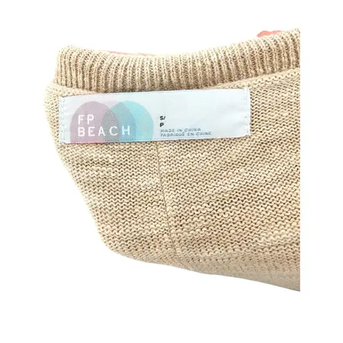 FP Beach Free People Beach Slub Knit Long Cardigan Sweater Open Front Belted Boho Tie S - Image 7