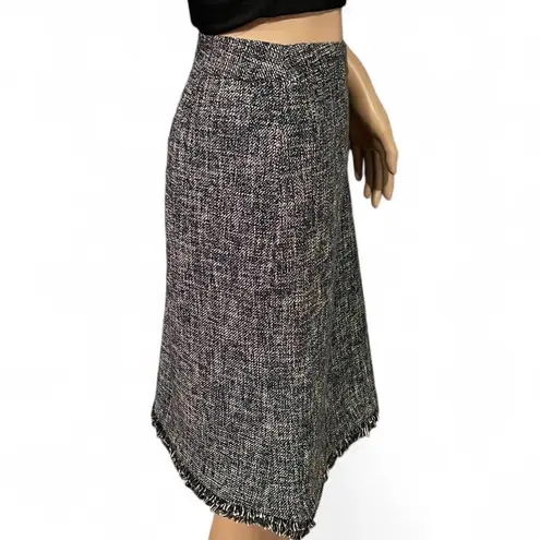 Brooks Brothers NWOT! Women’s Black Navy White Tweed Skirt Size 16 Fringe Lined