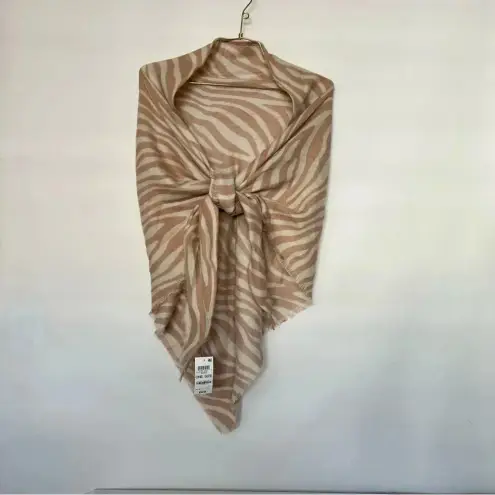 INC International Concepts Triangle Zebra Print Scarf Wrap Natural Beige Mocha Tan