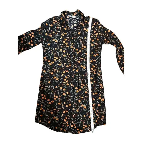 Polo  Live black and orange ditzy floral shirt dress