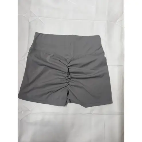 Gray Athletic Shorts Ruched Back High Waist Gym Workout Yoga Womens Size M