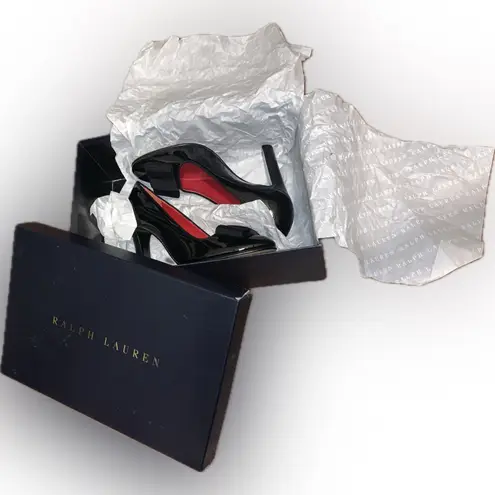 Ralph Lauren Purple Label Mallorie Black Patent Leather Bow Pumps Heels 35.5B Size undefined