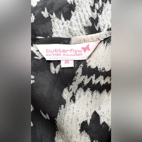 Butterfly by Matthew Williamson Open Front Caftan Kaftan Fringe Boho Size M Black Size M