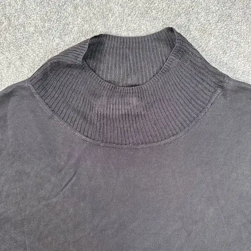 Bailey 44 Mock Neck Sheer Long Sleeve Top Women's Small Gray Ribbed Knit